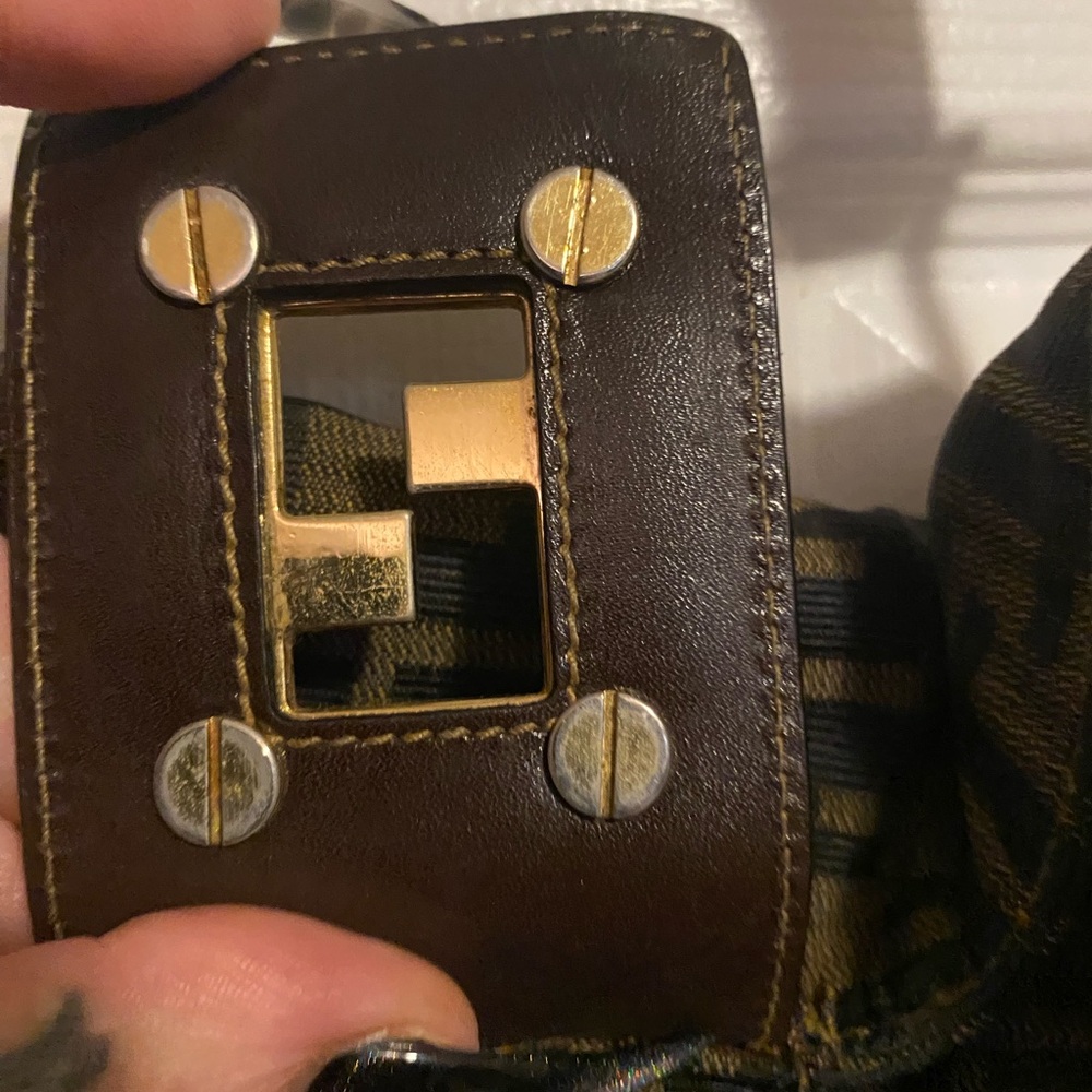 Vintage Fendi Black and Brown Monogram Shoulder Bag - Picture 3 of 15